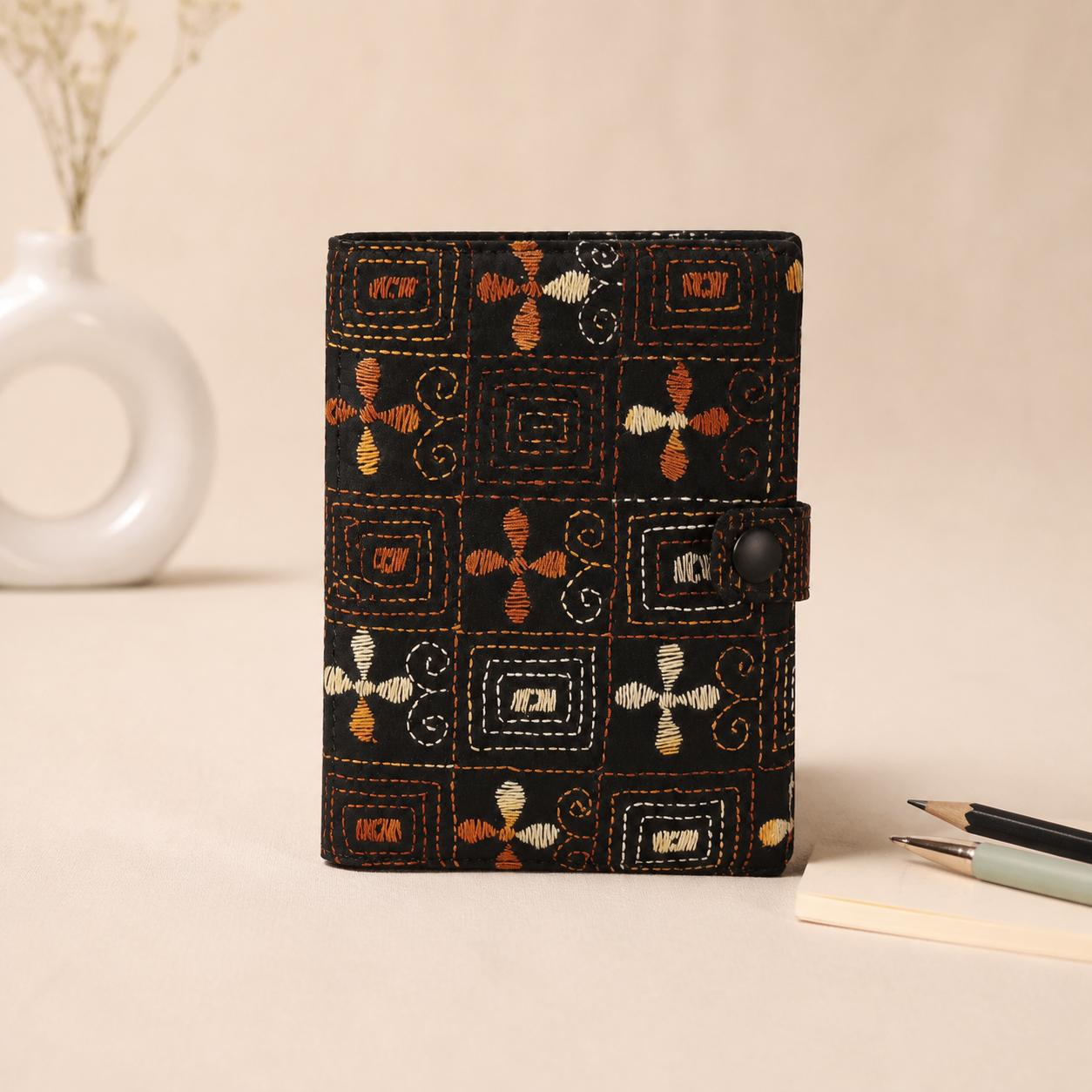 Black & Terracotta Pattern Diary - Front